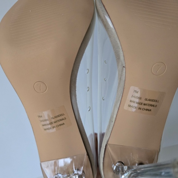 Fashion Nova Clear and Beige Heels - Picture 9 of 14
